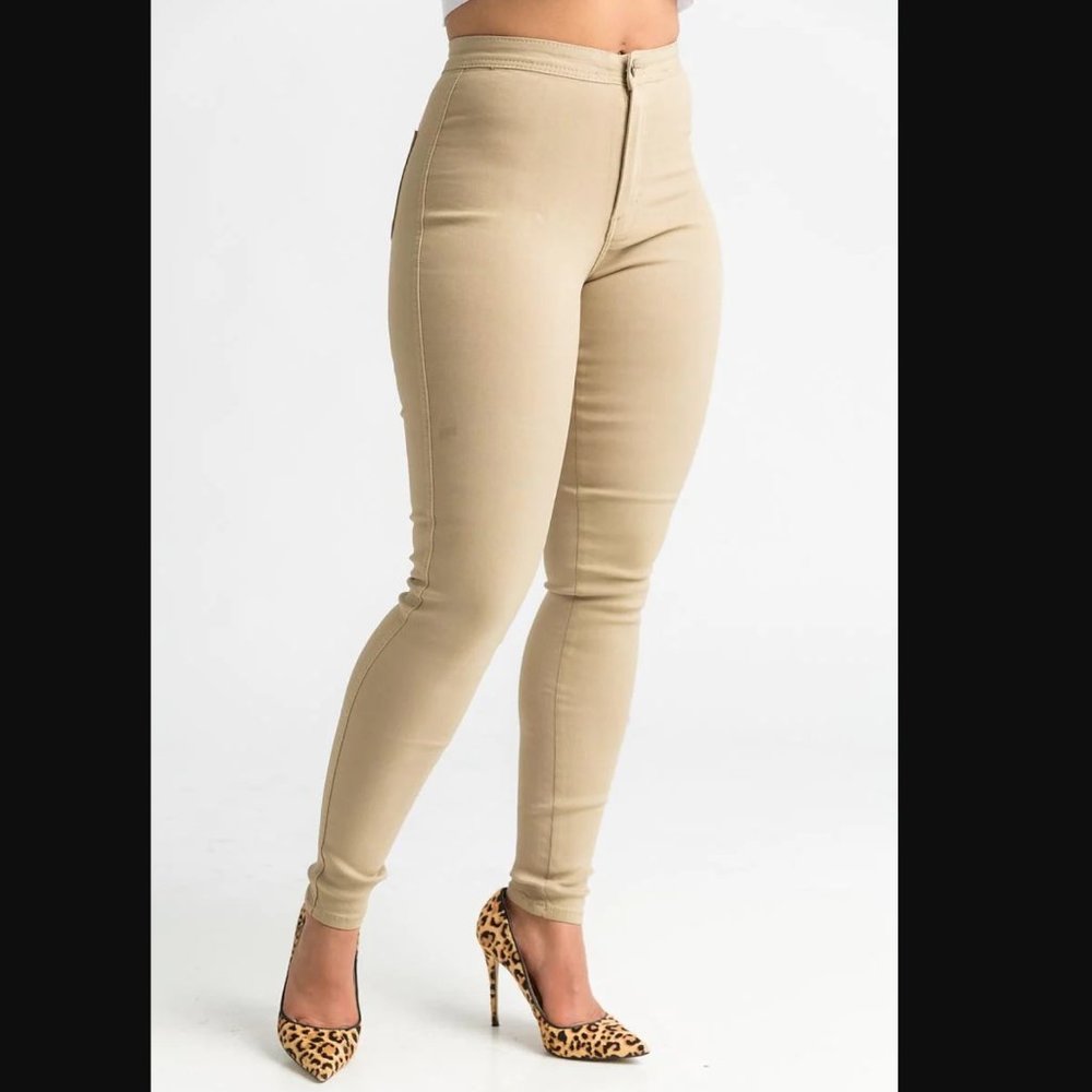 Swank a Posh SuperGa High Waist Stretchy Jeans - Khaki